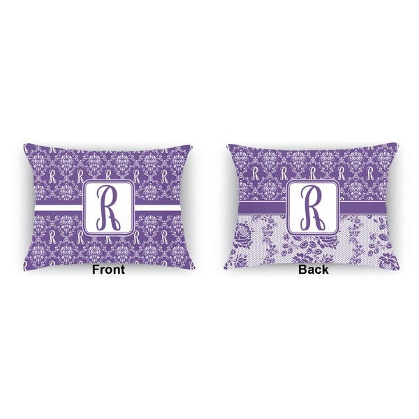 Personalized Initial Damask  Indoor Rectangular Burlap Pillow (Front and Back)