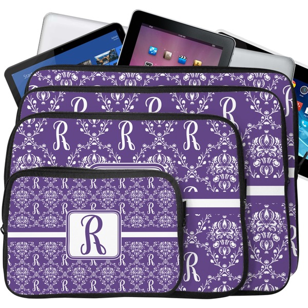 Personalized Initial Damask Laptop Case Sizes
