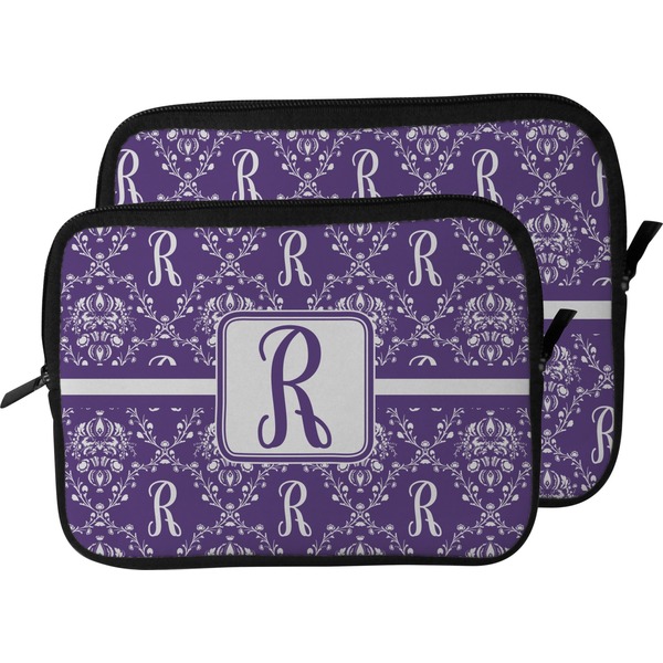 Personalized Initial Damask Laptop Sleeve (Size Comparison)