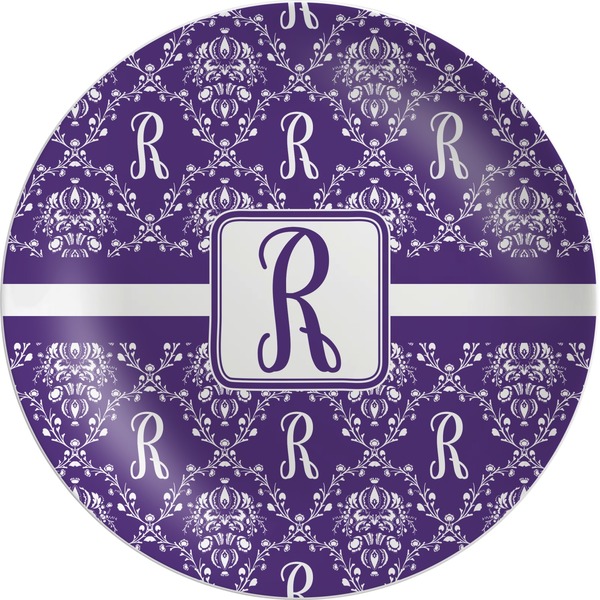 Custom Initial Damask Melamine Plate (Personalized)