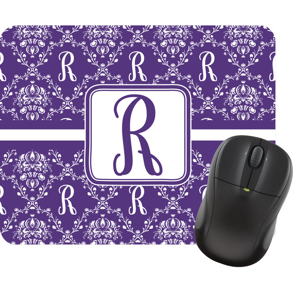 Custom Initial Damask Rectangular Mouse Pad (Personalized)