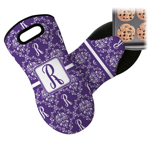 Personalized Initial Damask Neoprene Oven Mitt