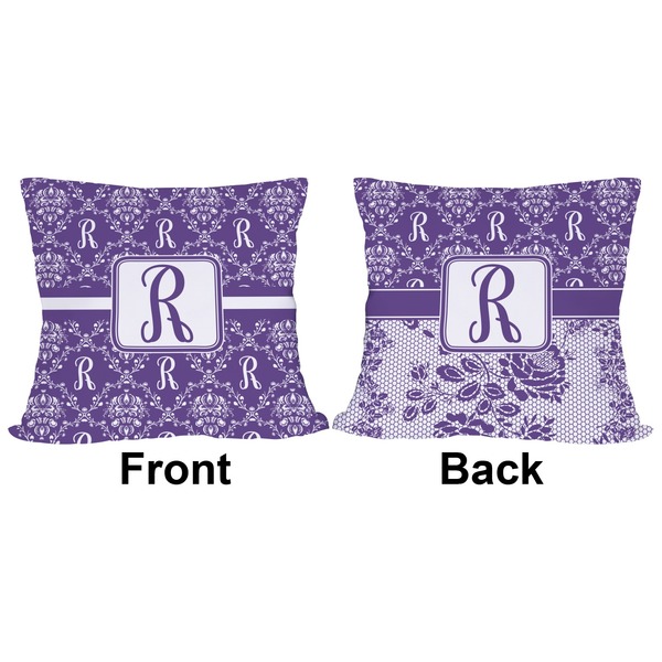 Personalized Initial Damask Outdoor Pillow - 18x18