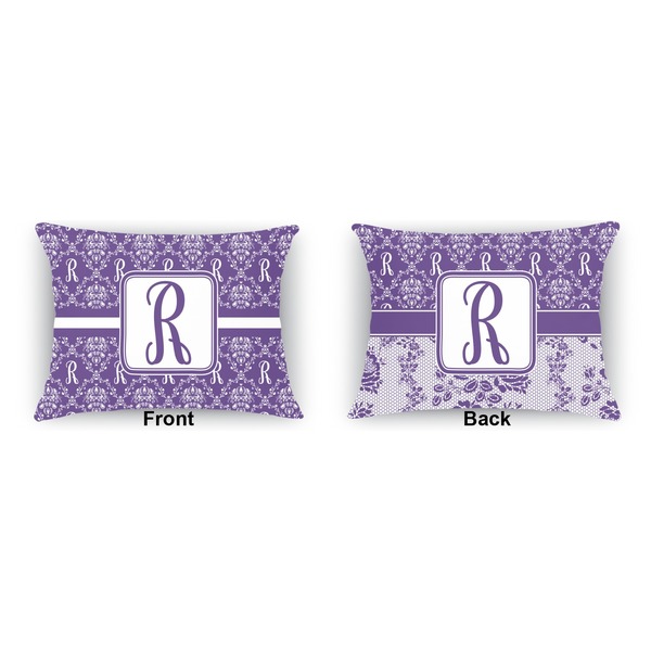 Personalized Initial Damask  Outdoor Rectangular Throw Pillow (Front and Back)