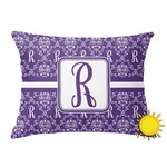 Initial Damask Outdoor Throw Pillow (Rectangular) (Personalized)