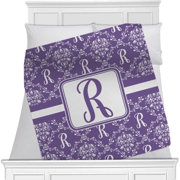 Custom Initial Damask Minky Blanket - Twin / Full - 80"x60" - Double Sided (Personalized)
