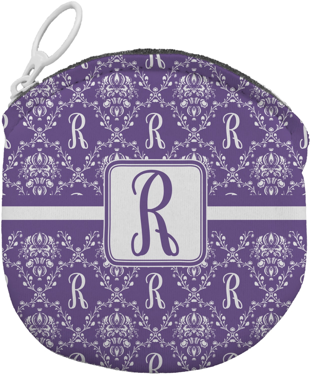 Initial Damask Round Coin Purse (Personalized) - YouCustomizeIt