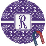 Initial Damask Round Fridge Magnet
