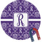 Initial Damask Round Fridge Magnet