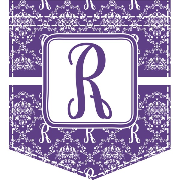 Custom Initial Damask Iron On Faux Pocket (Personalized)