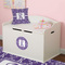 Personalized Initial Damask Round Wall Decal on Toy Chest