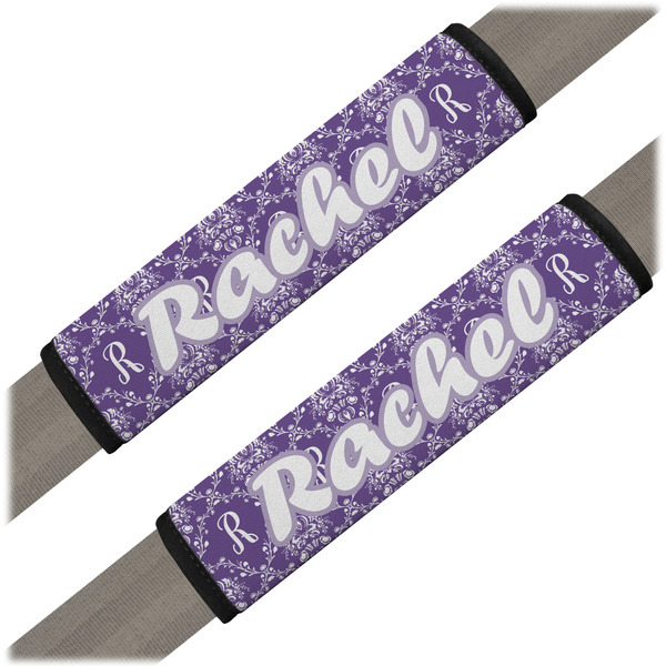 Custom Initial Damask Seat Belt Covers (Set of 2) (Personalized)