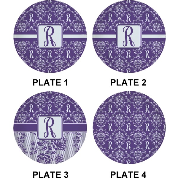 Personalized Initial Damask Set of Appetizer / Dessert Plates (Approval)