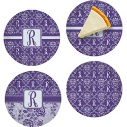Initial Damask Set of 4 Glass Appetizer / Dessert Plate 8" (Personalized)