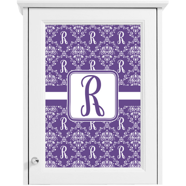 Personalized Initial Damask Single White Cabinet Decal