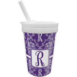Initial Damask Sippy Cup with Straw (Personalized)