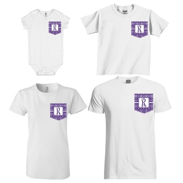 Personalized Initial Damask Sized Pockets on Various Products