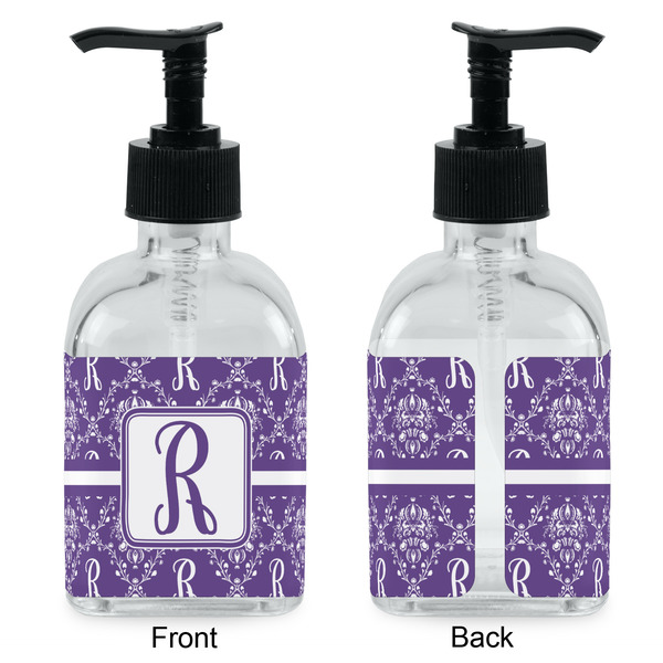 Initial Damask Glass Soap/Lotion Dispenser - Approval