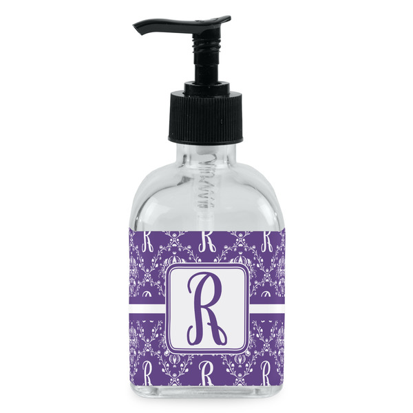 Custom Initial Damask Glass Soap & Lotion Bottle - Single Bottle