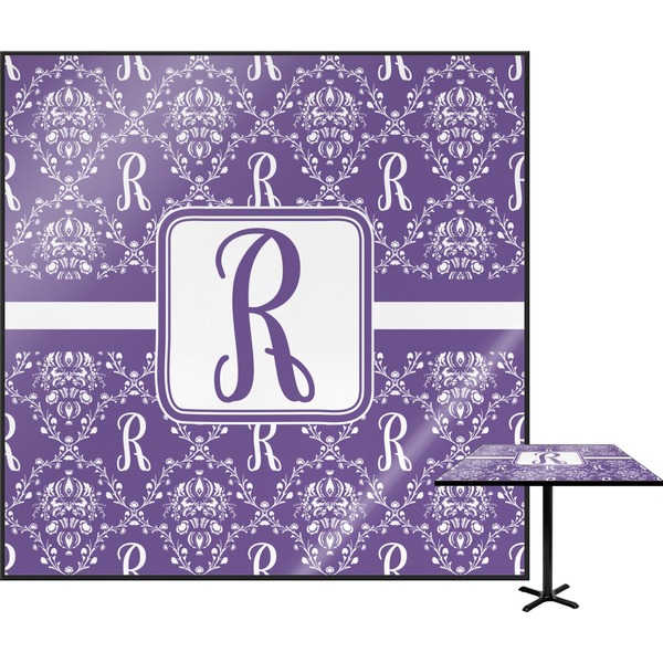 Custom Initial Damask Square Table Top - 24" (Personalized)