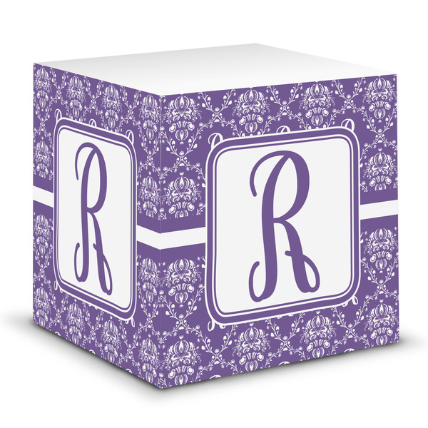Custom Initial Damask Sticky Note Cube (Personalized)