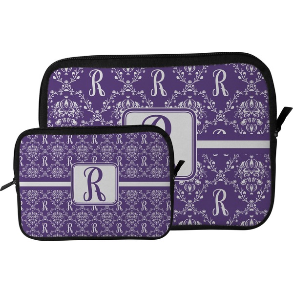 Personalized Initial Damask Tablet Sleeve (Size Comparison)