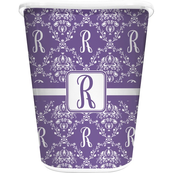 Custom Initial Damask Waste Basket (Personalized)