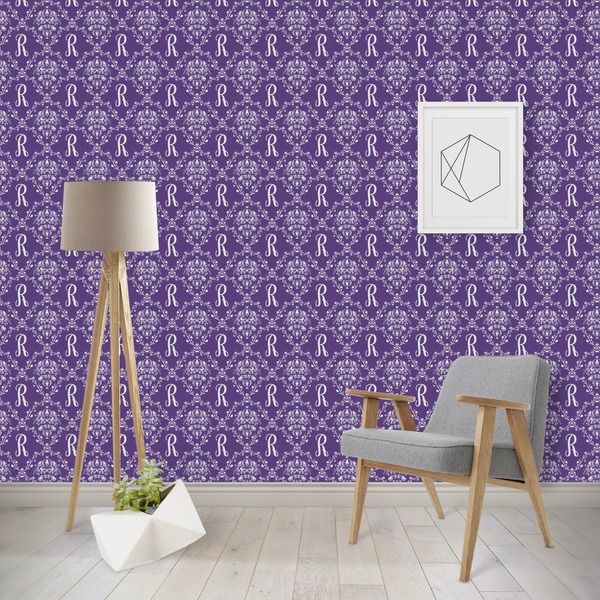 Custom Initial Damask Wallpaper & Surface Covering (Peel & Stick - Repositionable)