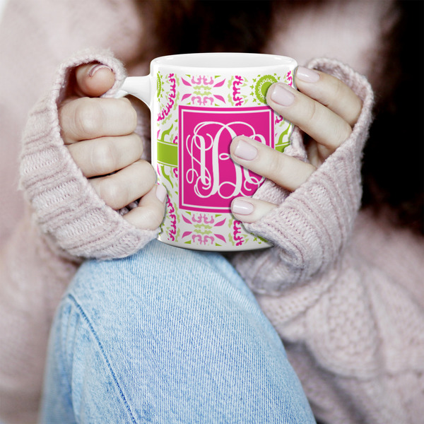 Pink & Green Suzani 11oz Coffee Mug - LIFESTYLE