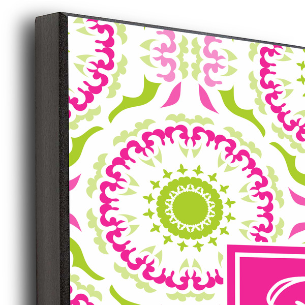 Pink & Green Suzani 11x14 Wood Print - Closeup
