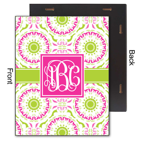 Pink & Green Suzani 11x14 Wood Print - Front & Back View