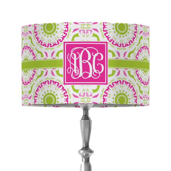 Pink & Green Suzani 12" Drum Lampshade - ON STAND (Fabric)