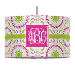 Pink & Green Suzani 12" Drum Pendant Lamp - Fabric (Personalized)