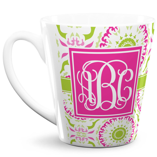 Custom Pink & Green Suzani 12 Oz Latte Mug (Personalized)