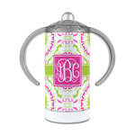 Pink & Green Suzani 12 oz Stainless Steel Sippy Cup (Personalized)