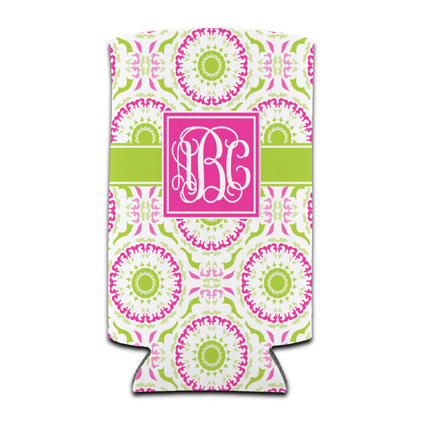 Custom Pink & Green Suzani Can Cooler (tall 12 oz) (Personalized)