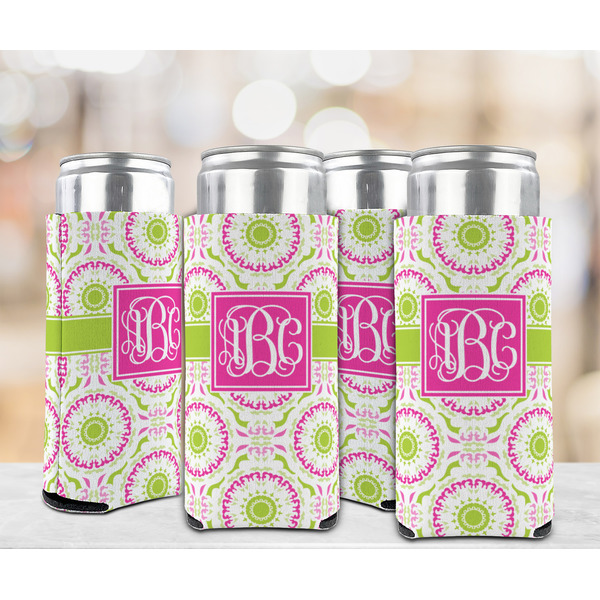 Pink & Green Suzani 12oz Tall Can Sleeve - Set of 4 - LIFESTYLE