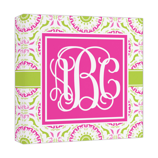 Custom Pink & Green Suzani Canvas Print - 12x12 (Personalized)