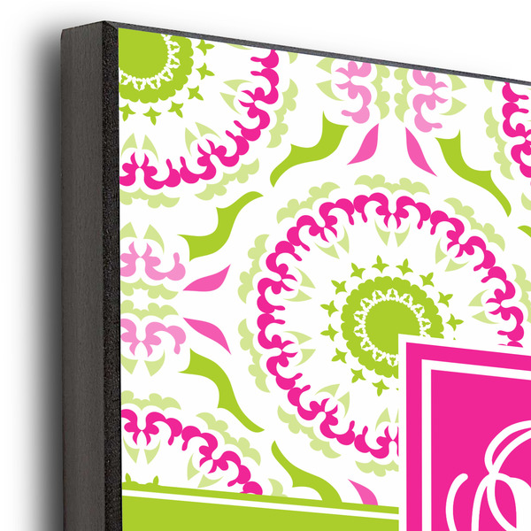 Pink & Green Suzani 12x12 Wood Print - Closeup