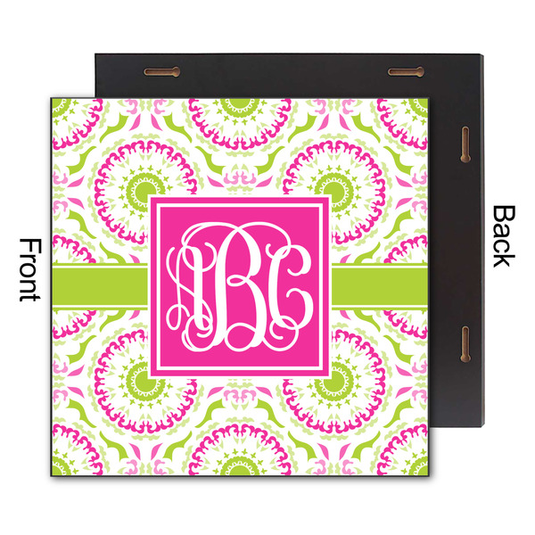 Pink & Green Suzani 12x12 Wood Print - Front & Back View