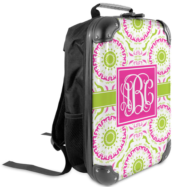 Custom Pink & Green Suzani Kids Hard Shell Backpack (Personalized)