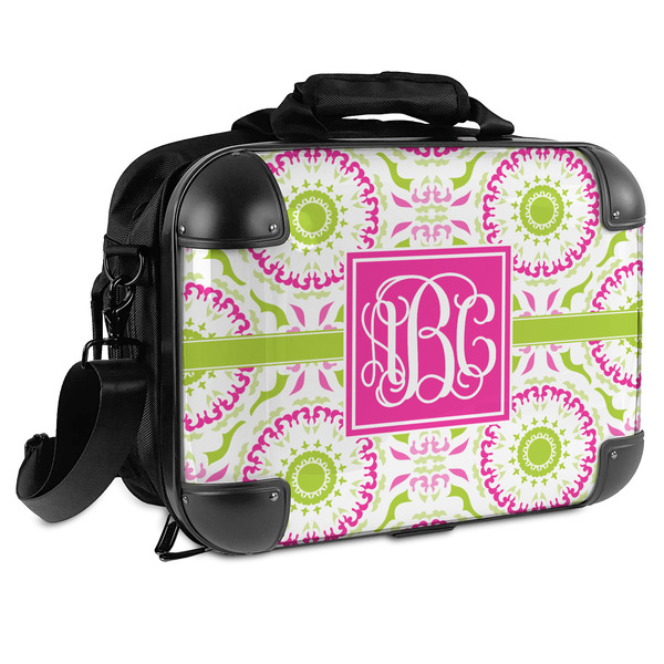 Custom Pink & Green Suzani Hard Shell Briefcase (Personalized)