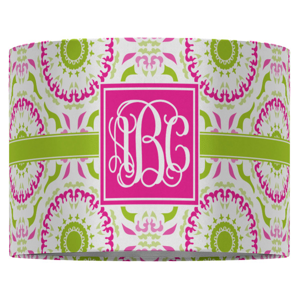 Pink & Green Suzani 16" Drum Lampshade - FRONT (Fabric)