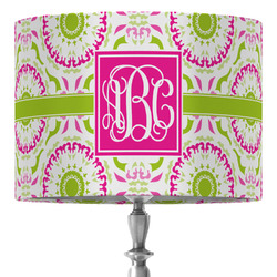 Pink & Green Suzani 16" Drum Lamp Shade - Fabric (Personalized)