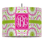 Pink & Green Suzani 16" Drum Pendant Lamp - Fabric (Personalized)