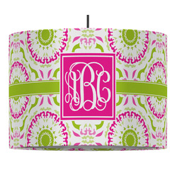 Pink & Green Suzani Drum Pendant Lamp (Personalized)