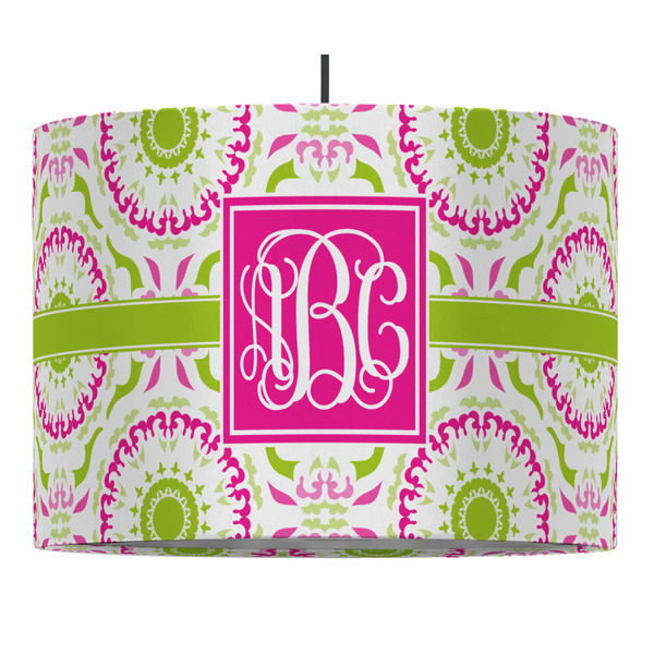 Pink & Green Suzani 16" Drum Lampshade - PENDANT (Fabric)