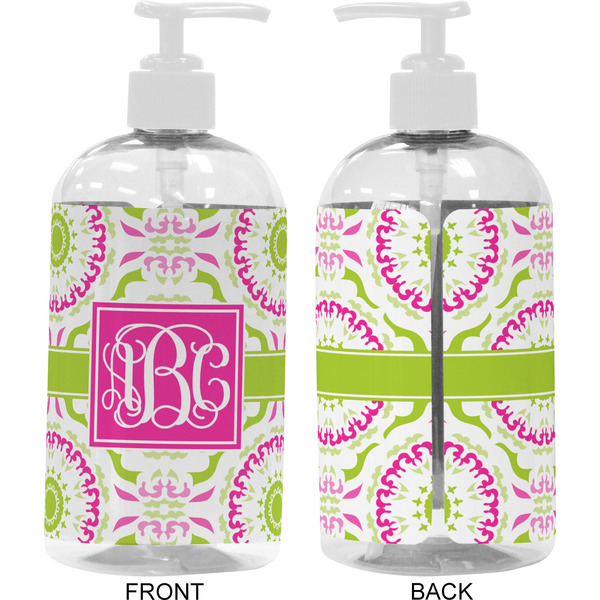 Pink & Green Suzani 16 oz Plastic Liquid Dispenser- Approval- White