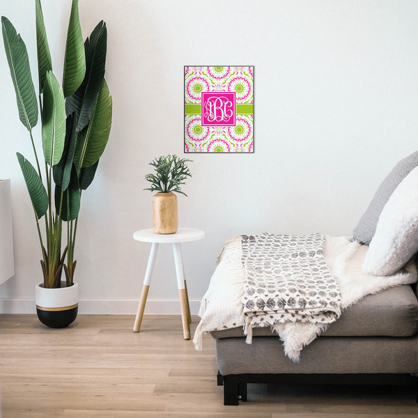 Pink & Green Suzani 16x20 Wood Print - In Context