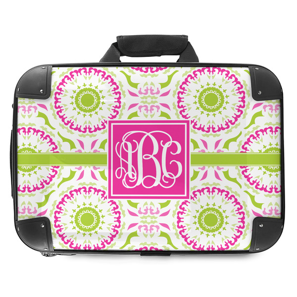 Custom Pink & Green Suzani Hard Shell Briefcase - 18" (Personalized)